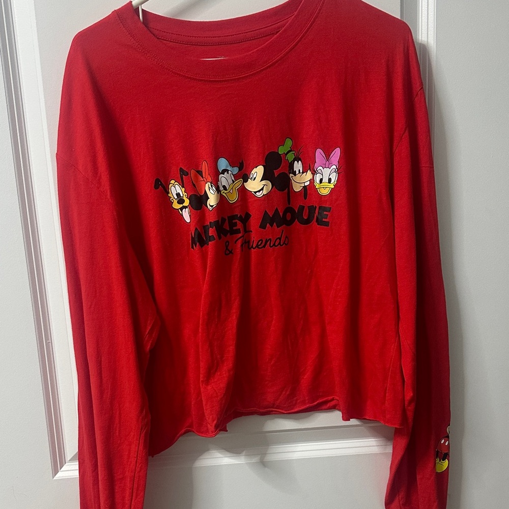 Disney Red Long Sleeve Shirt with Mickey & Friends XL